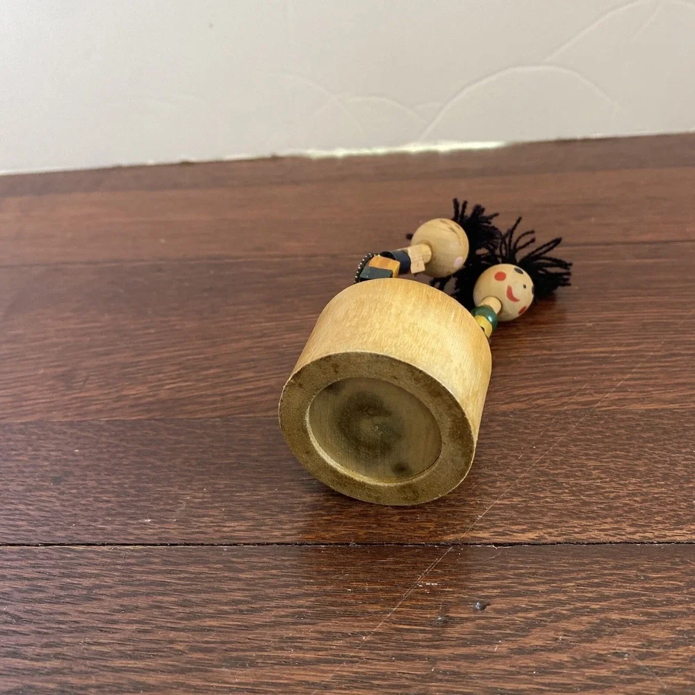 Vintage Wooden Painted Push Button Moving Dancing  Figurine 4
